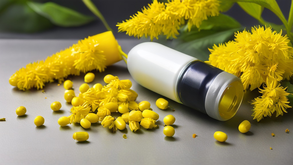 Yellow berberine supplement capsules from a bottle